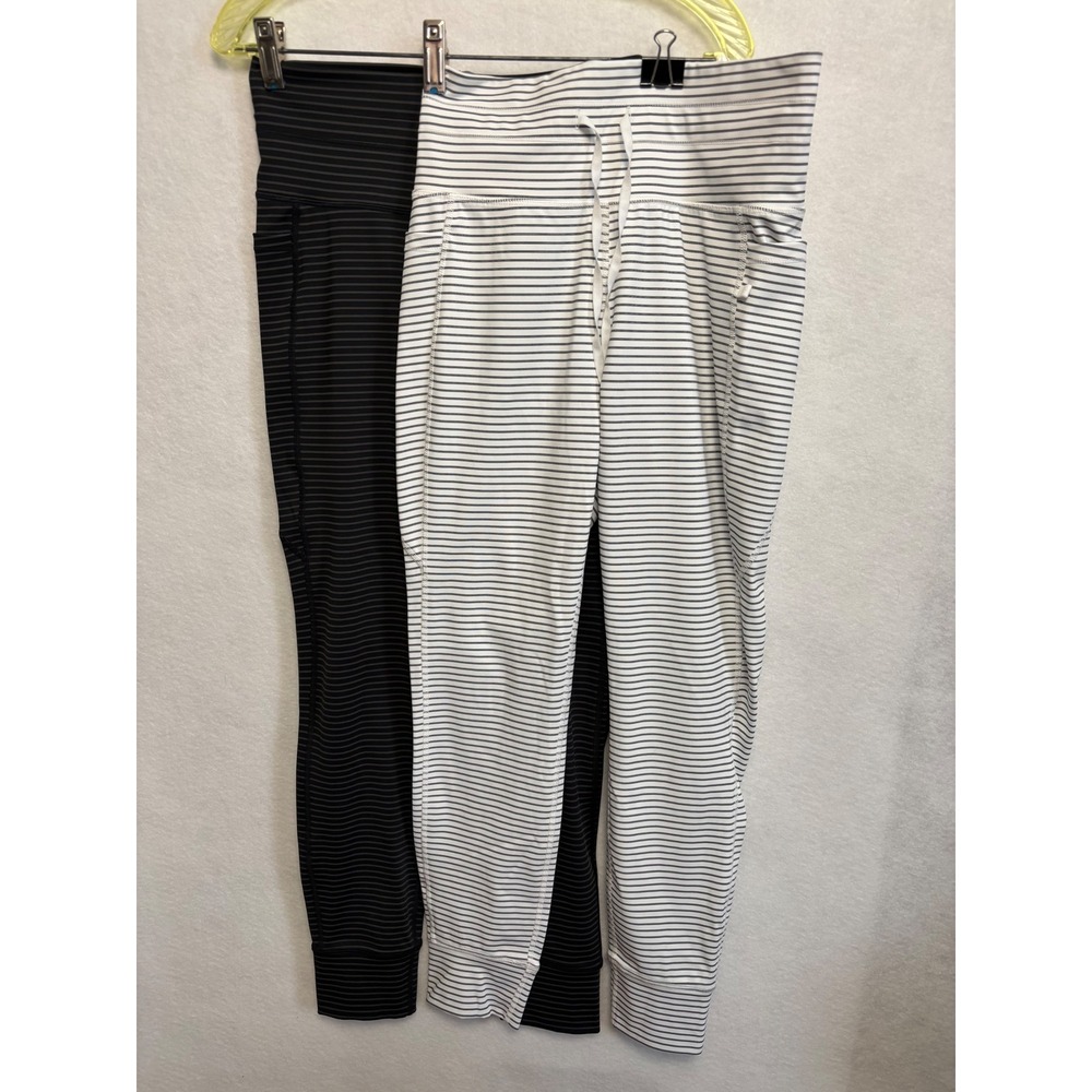 Halara 2 Pack Striped High Waisted Jogger Leggings Black White Size M 7/8 Length